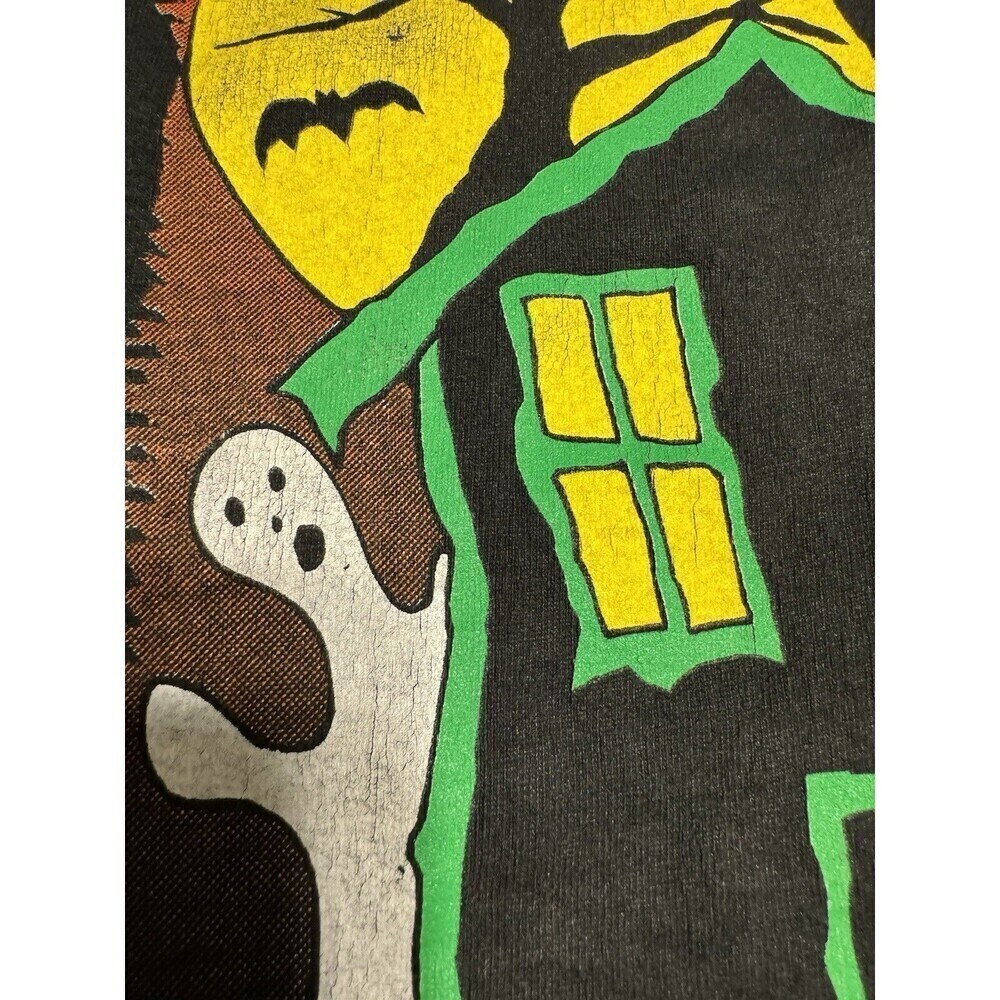 Vintage Y2K 90s Haunted House Ghost Halloween T Shirt Size M Black Single Stitch - Picture 10 of 11